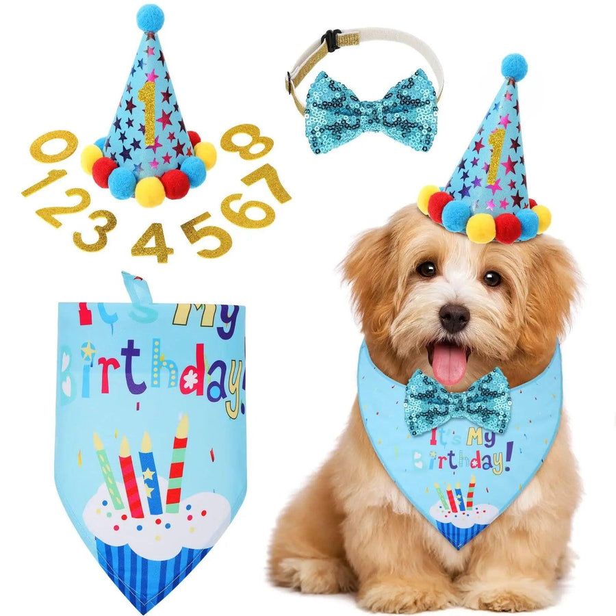 Dog Birthday Party Supplies Birthday Boy Girl Cake Bandana Triangle Scarf Clothes - Trusted Pet Products