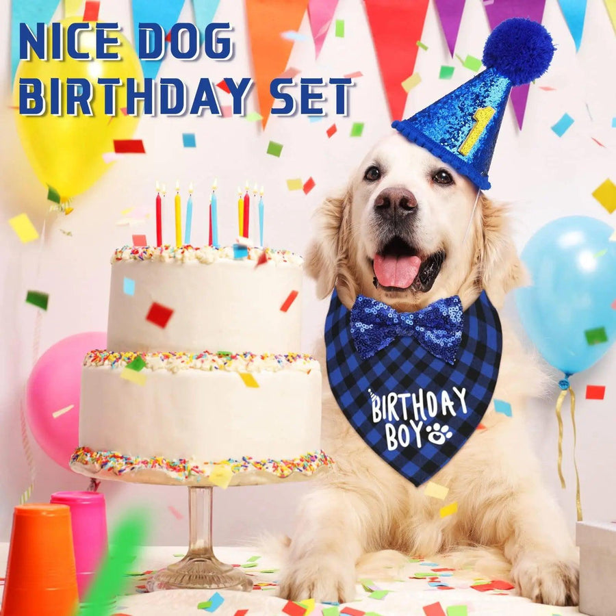 Dog Birthday Party Supplies Birthday Boy Girl Cake Bandana Triangle Scarf Clothes - Trusted Pet Products