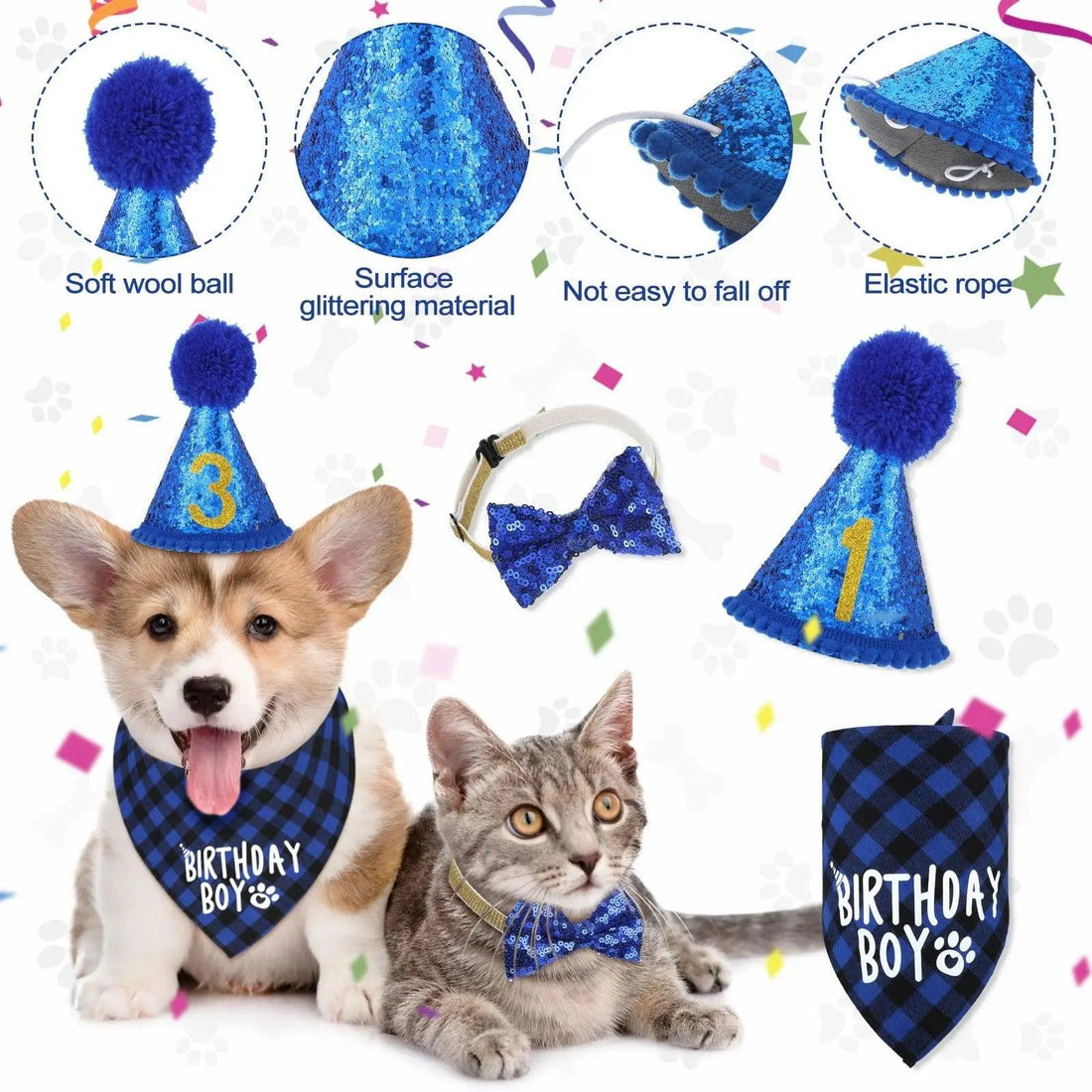 Dog Birthday Party Supplies Birthday Boy Girl Cake Bandana Triangle Scarf Clothes - Trusted Pet Products