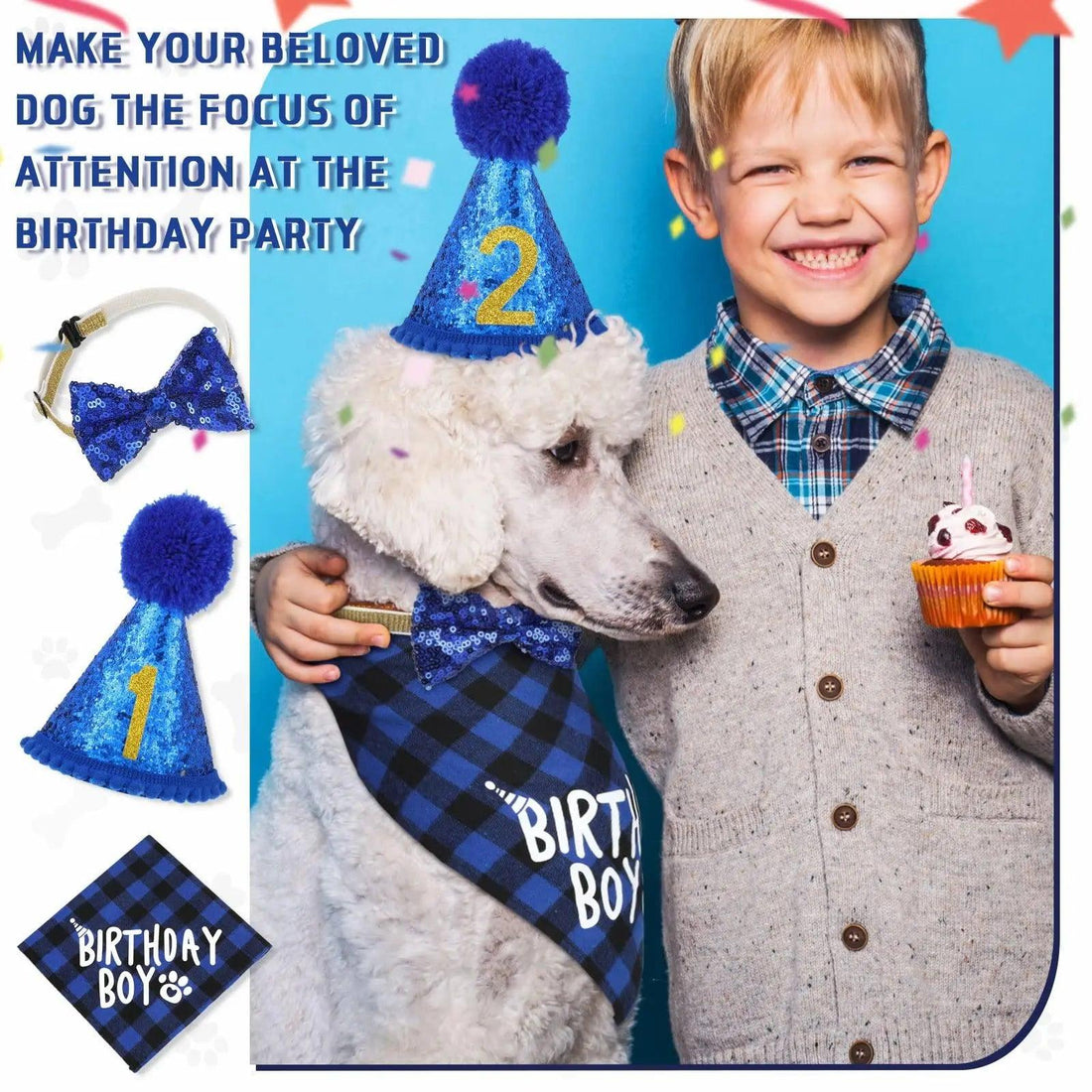 Dog Birthday Party Supplies Birthday Boy Girl Cake Bandana Triangle Scarf Clothes - Trusted Pet Products