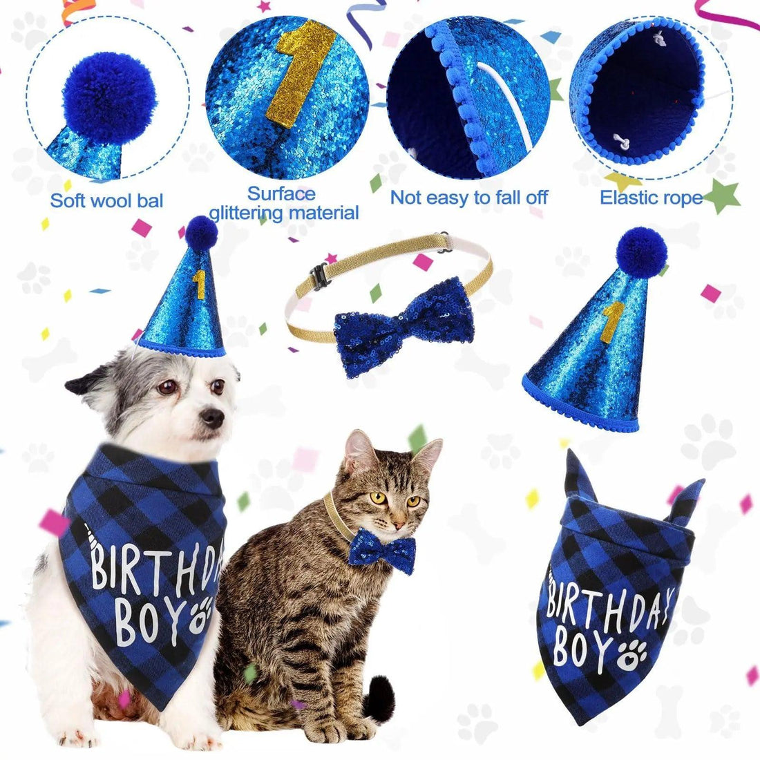 Dog Birthday Party Supplies Birthday Boy Girl Cake Bandana Triangle Scarf Clothes - Trusted Pet Products