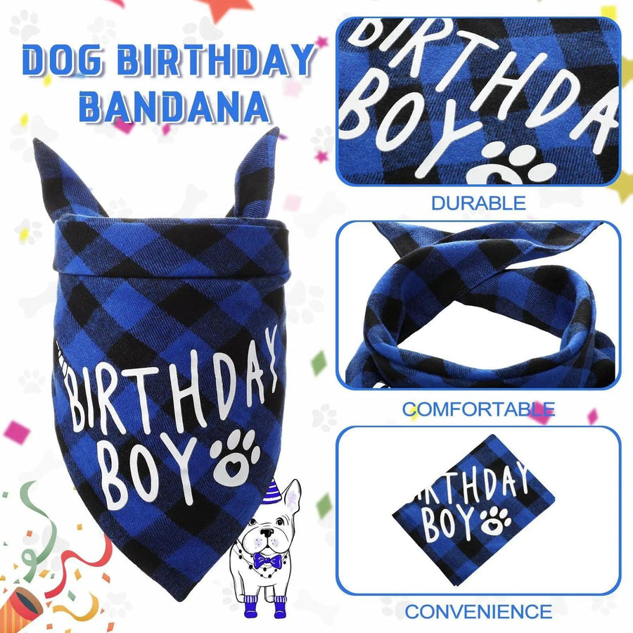 Dog Birthday Party Supplies Birthday Boy Girl Cake Bandana Triangle Scarf Clothes - Trusted Pet Products