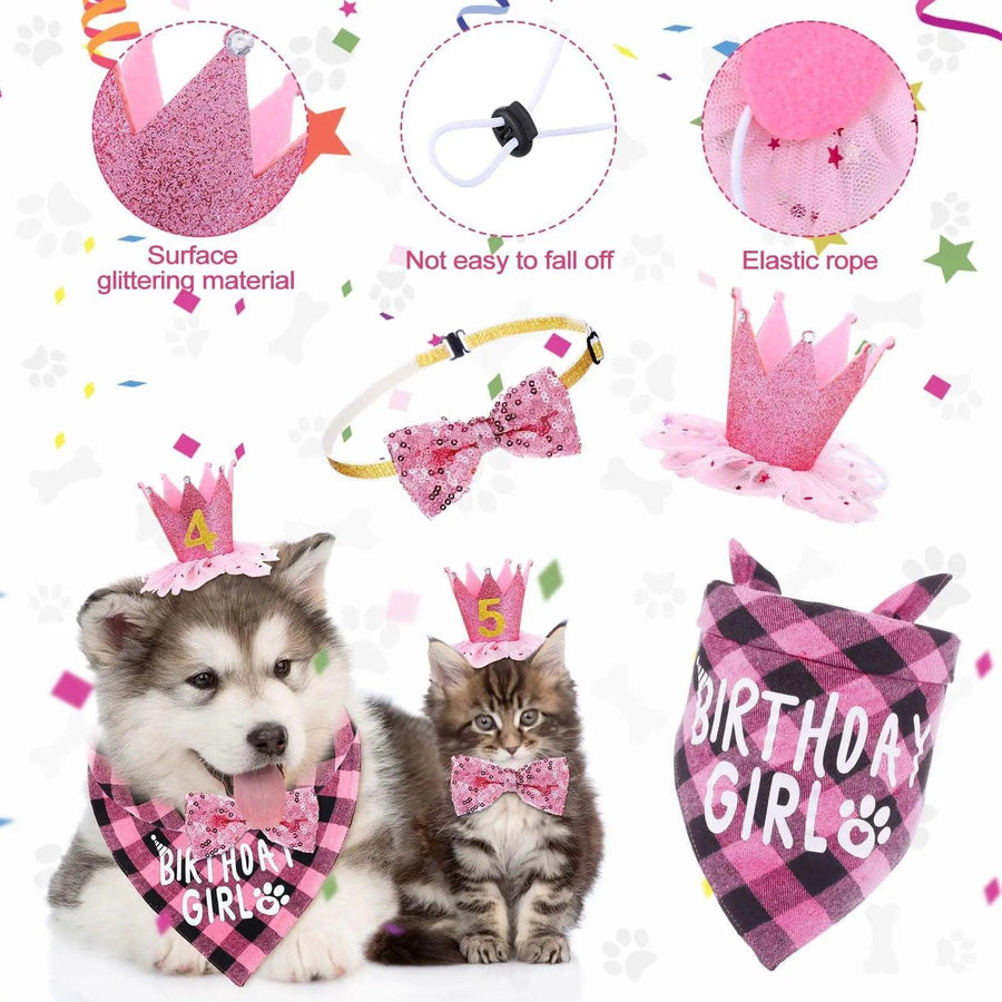 Dog Birthday Party Supplies Birthday Boy Girl Cake Bandana Triangle Scarf Clothes - Trusted Pet Products