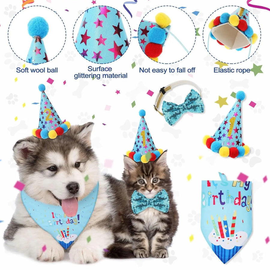 Dog Birthday Party Supplies Birthday Boy Girl Cake Bandana Triangle Scarf Clothes - Trusted Pet Products