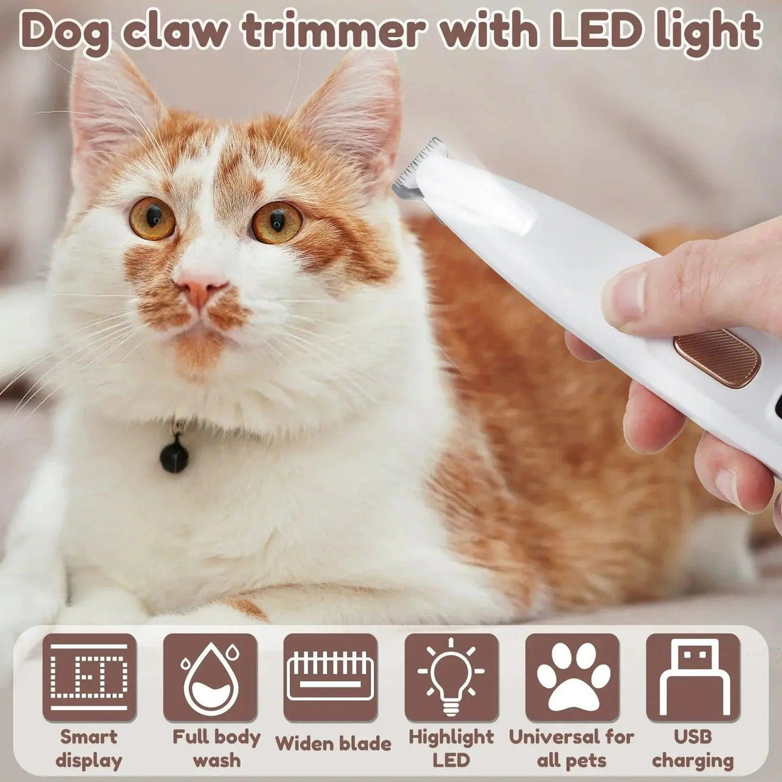 Dog Paw Trimmer with LED Light Fully Waterproof 18mm Wide Blade - Trusted Pet Products