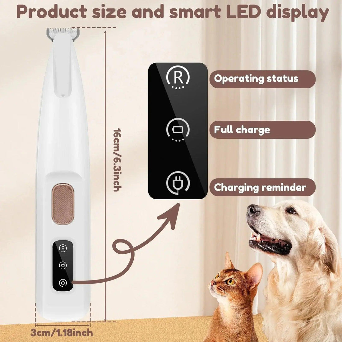 Dog Paw Trimmer with LED Light Fully Waterproof 18mm Wide Blade - Trusted Pet Products