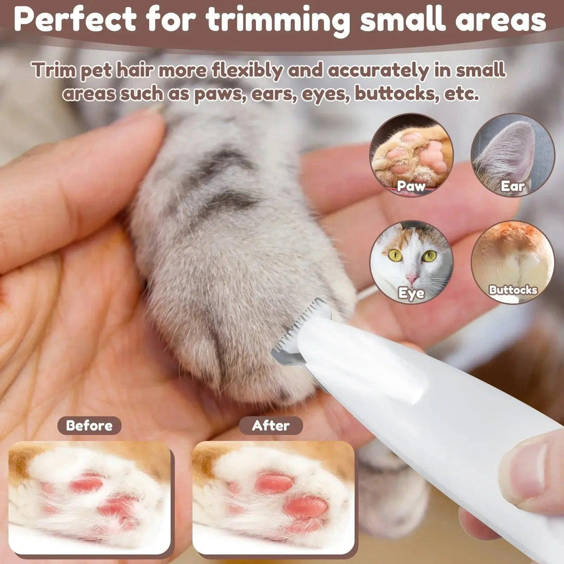 Dog Paw Trimmer with LED Light Fully Waterproof 18mm Wide Blade - Trusted Pet Products