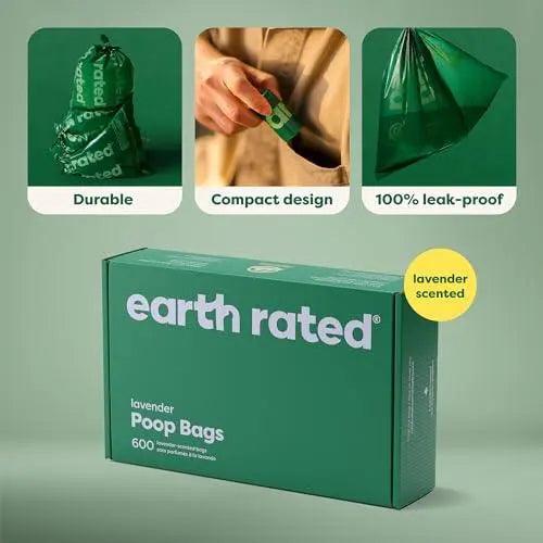 Earth Rated Dog Poop Bags, Guaranteed Leak Proof and Extra Thick Waste Bag Refill Rolls For Dogs, Lavender Scented, 270 Count - Trusted Pet Products