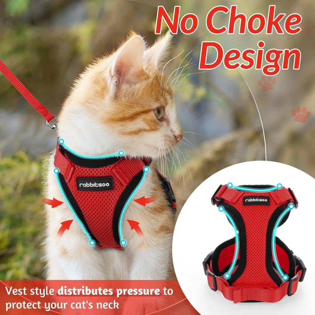 Escape Proof Cat Harness with Leash - Rabbitgoo - Trusted Pet Products