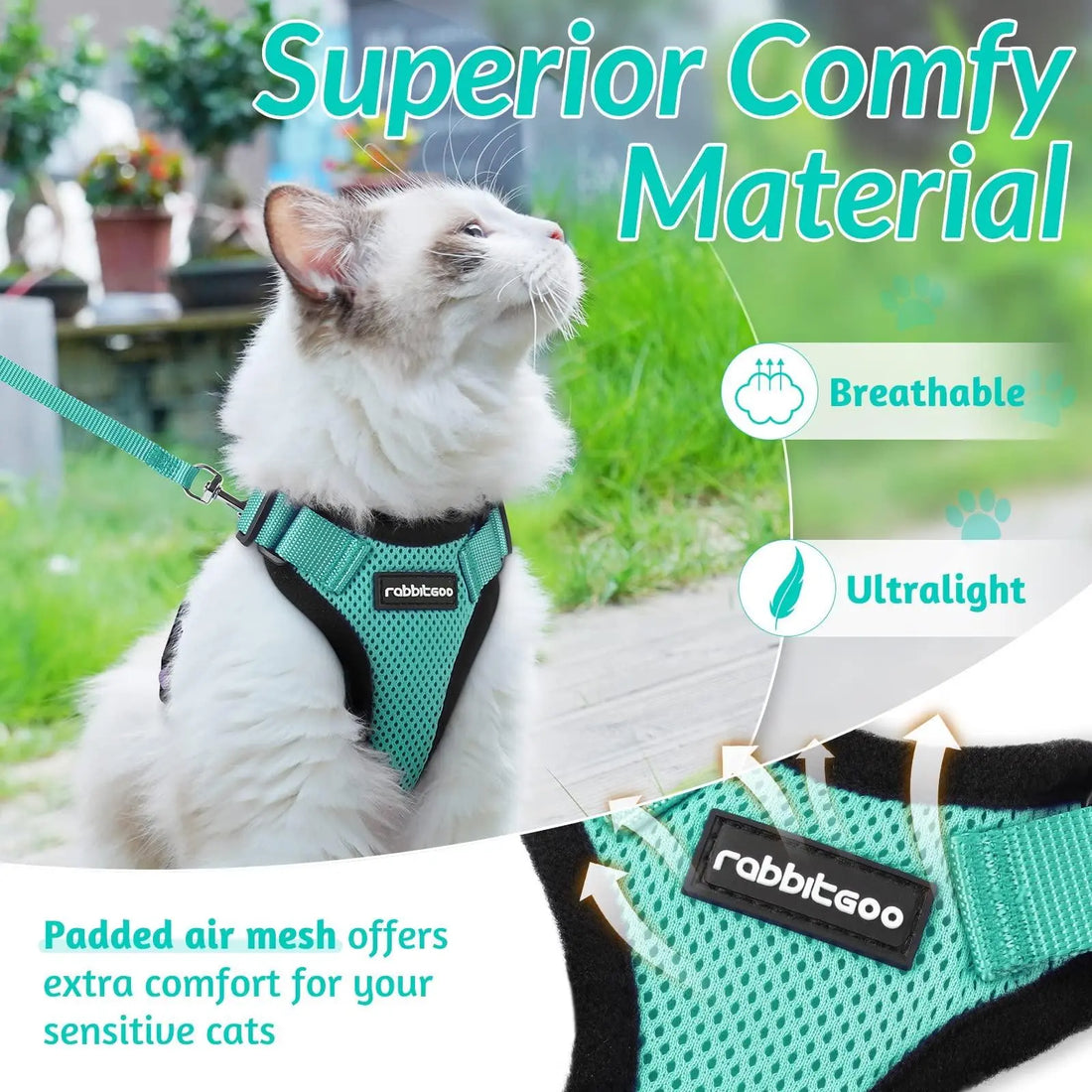 Escape Proof Cat Harness with Leash - Rabbitgoo My Store