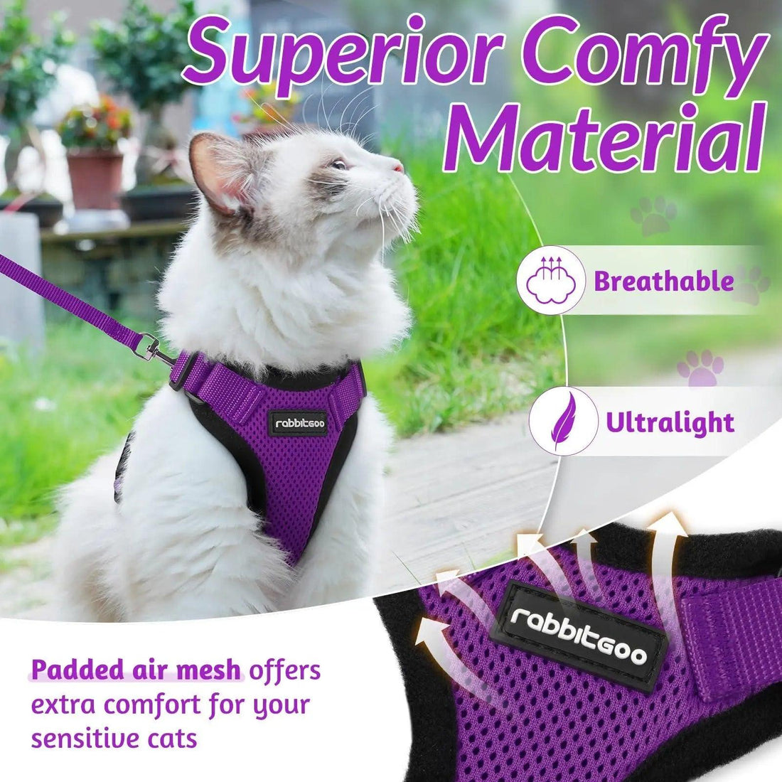 Escape Proof Cat Harness with Leash - Rabbitgoo - Trusted Pet Products