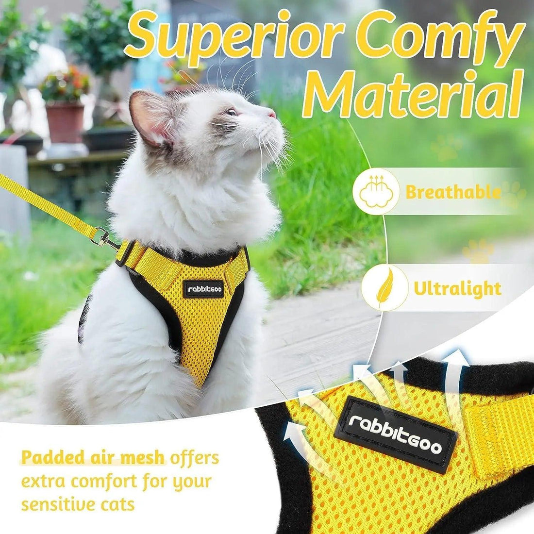 Escape Proof Cat Harness with Leash - Rabbitgoo - Trusted Pet Products