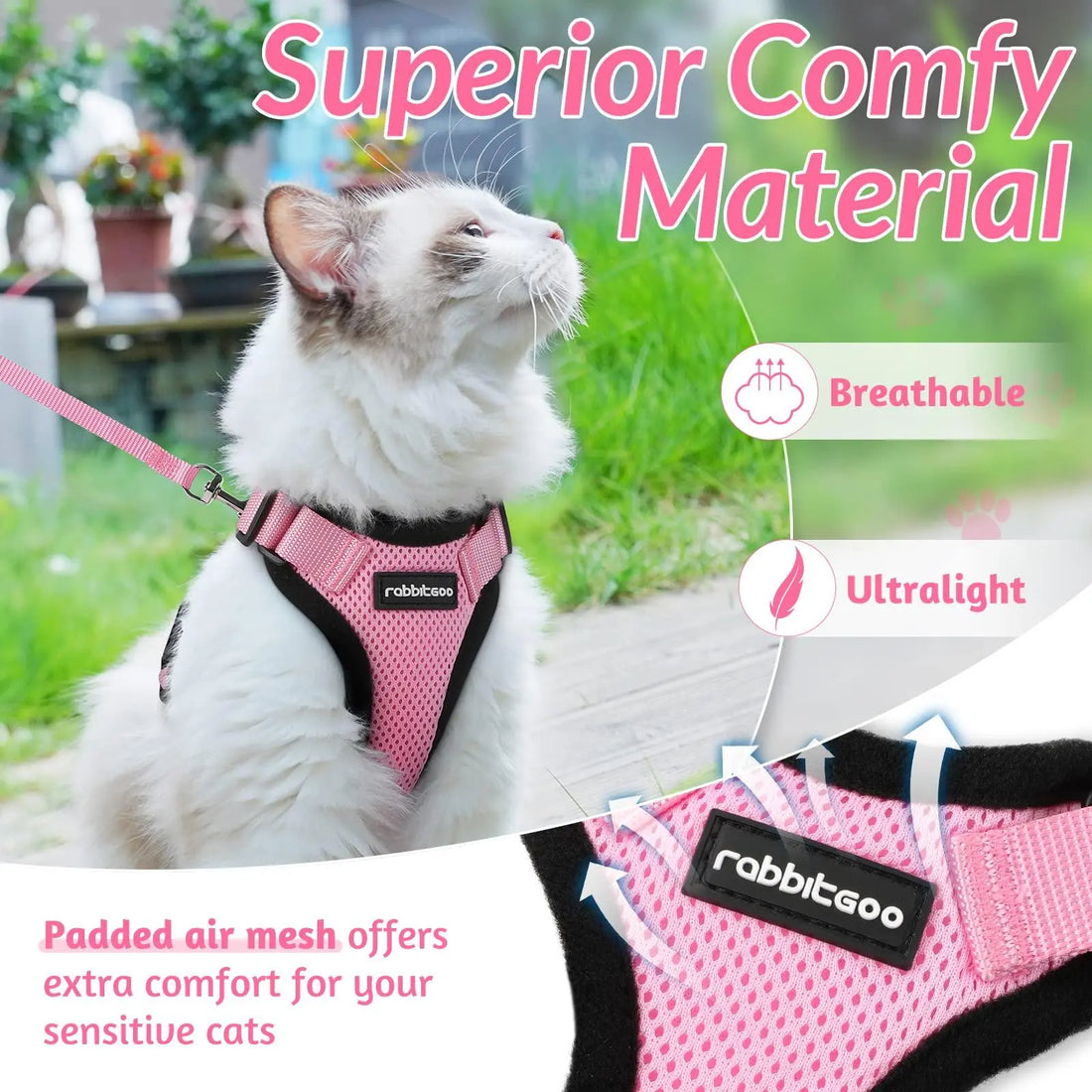 Escape Proof Cat Harness with Leash - Rabbitgoo My Store