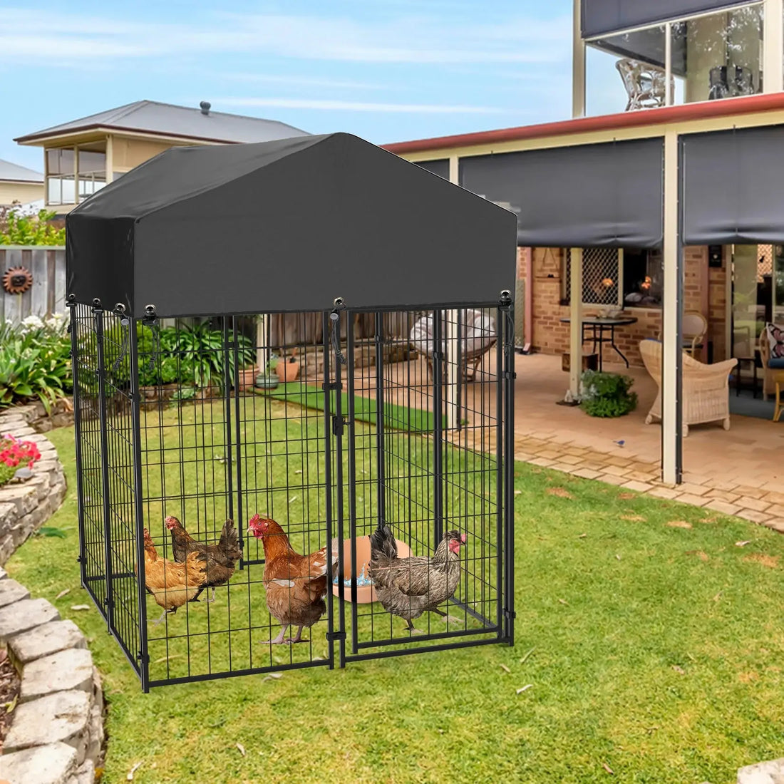 Extra Large Dog Cage Heavy Duty Pet Enclosure with Roof Outdoor Kennel High Fence Trusted Pet Products