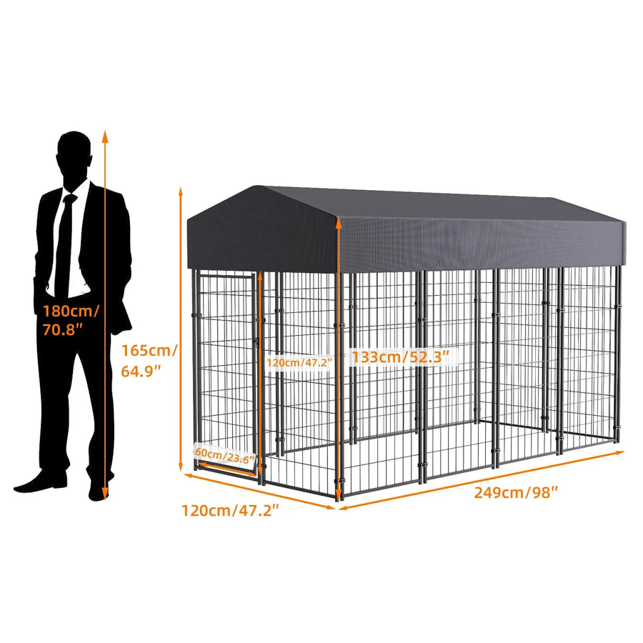 Extra Large Dog Cage Heavy Duty Pet Enclosure with Roof Outdoor Kennel High Fence Trusted Pet Products