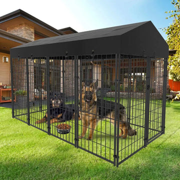 Extra Large Dog Cage Heavy Duty Pet Enclosure with Roof Outdoor Kennel High Fence - Trusted Pet Products