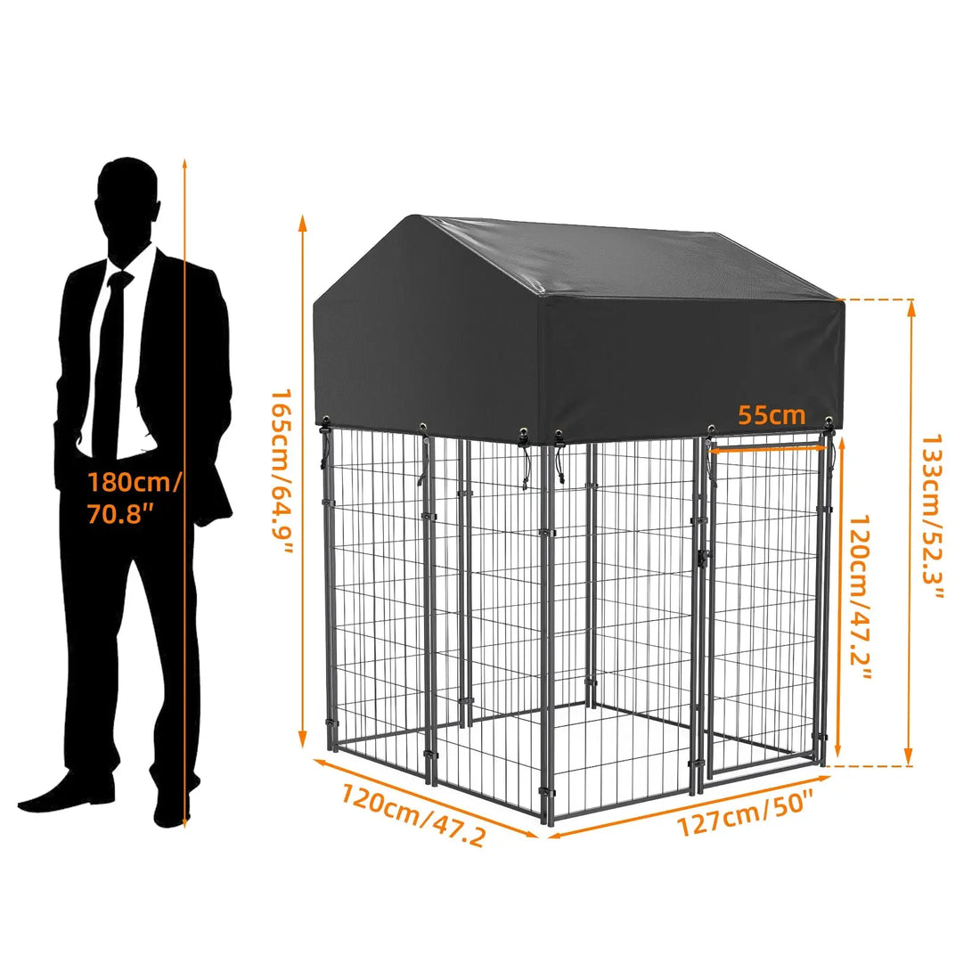 Extra Large Dog Cage Heavy Duty Pet Enclosure with Roof Outdoor Kennel High Fence Trusted Pet Products