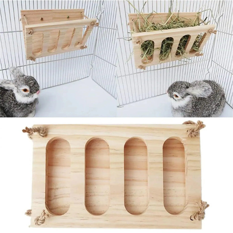 Folding Wooden Hay Feeder Durable Food Feeding Rack Pet Self-Feeding Hay Dispenser Pet Hay Manger or Rabbit Guinea Pig - Trusted Pet Products