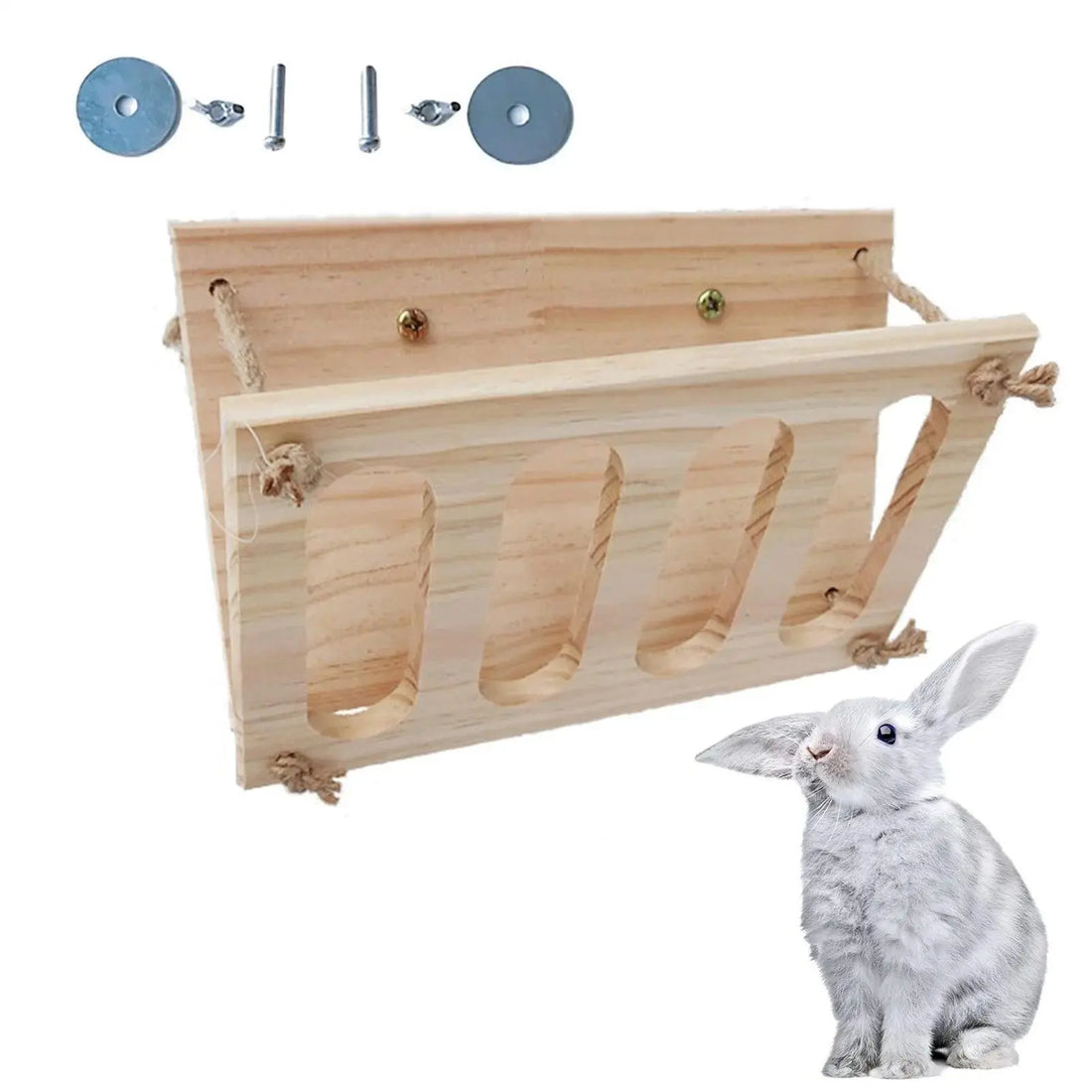 Folding Wooden Hay Feeder Durable Food Feeding Rack Pet Self-Feeding Hay Dispenser Pet Hay Manger or Rabbit Guinea Pig - Trusted Pet Products