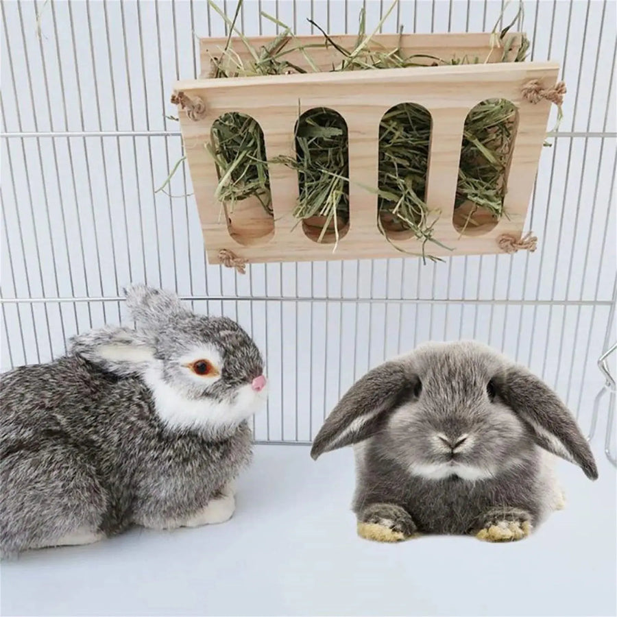 Folding Wooden Hay Feeder Durable Food Feeding Rack Pet Self-Feeding Hay Dispenser Pet Hay Manger or Rabbit Guinea Pig - Trusted Pet Products