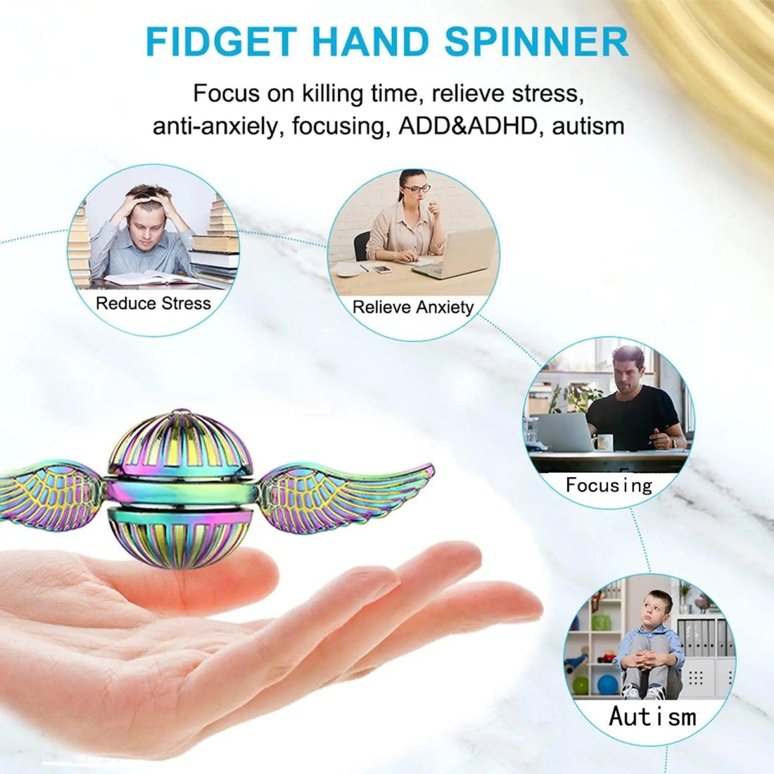 Golden Ball Fidget Hand Spinner for Kids & Adults - Trusted Pet Products