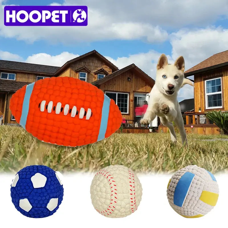 HOOPET Pet Dog Toy Balls Squeak Puppy Toys Interesting Tennis Football Tooth Cleaning Toys for Dogs - Trusted Pet Products