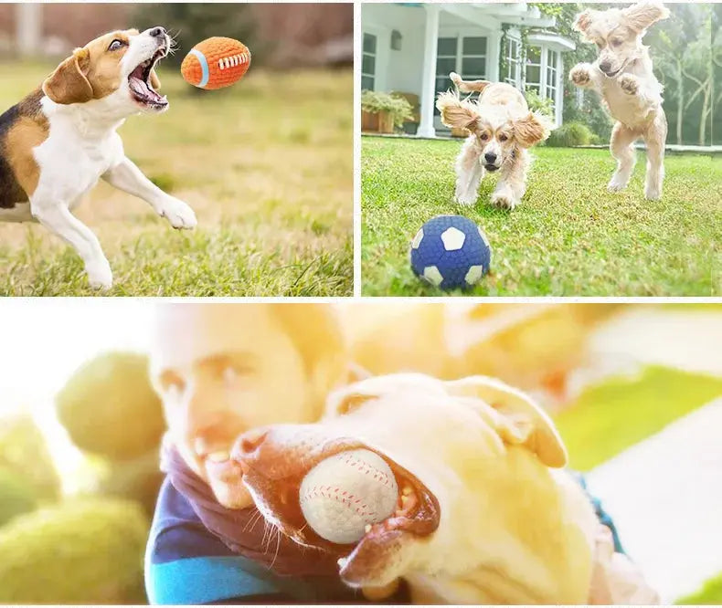 HOOPET Pet Dog Toy Balls Squeak Puppy Toys Interesting Tennis Football Tooth Cleaning Toys for Dogs - Trusted Pet Products