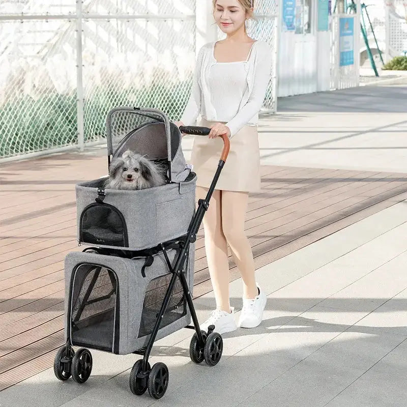 LD03F Lightweight foldable double-layer pet cart with detachable cage Trusted Pet Products