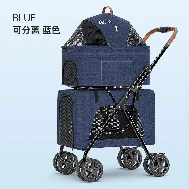 LD03F Lightweight foldable double-layer pet cart with detachable cage - Trusted Pet Products