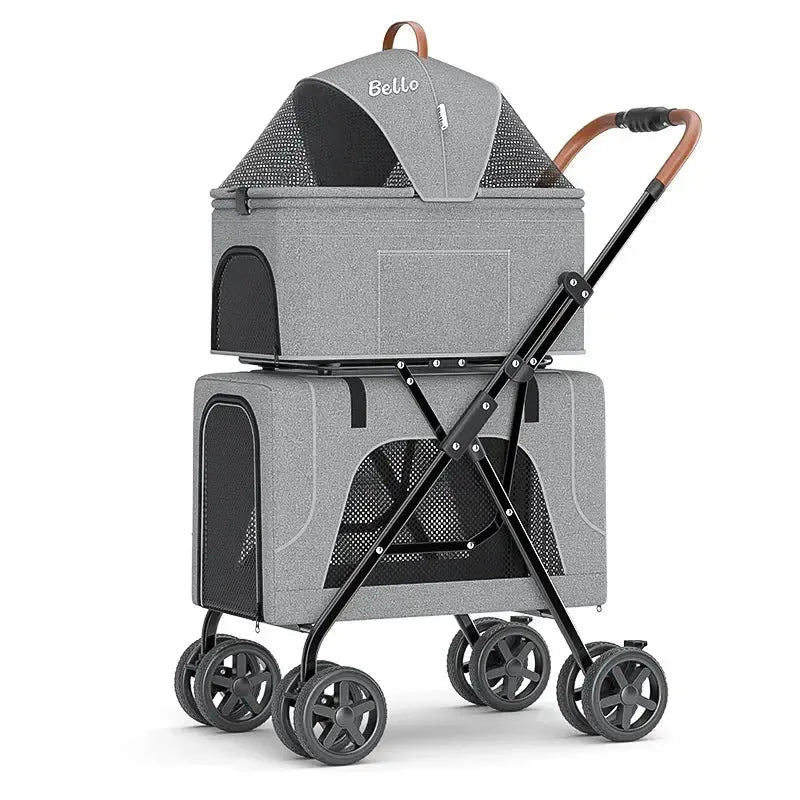 LD03F Lightweight foldable double-layer pet cart with detachable cage Trusted Pet Products