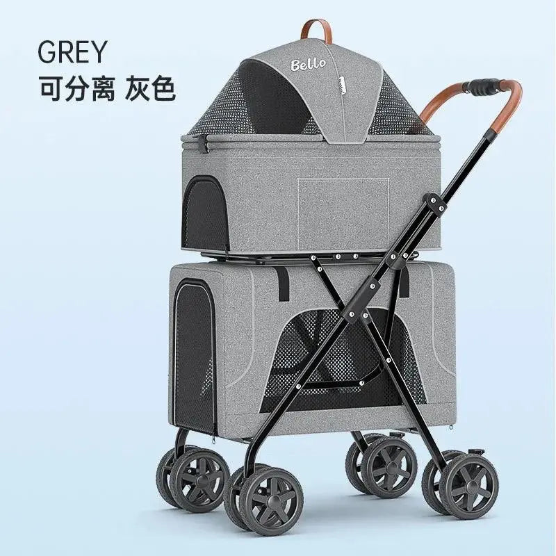 LD03F Lightweight foldable double-layer pet cart with detachable cage - Trusted Pet Products