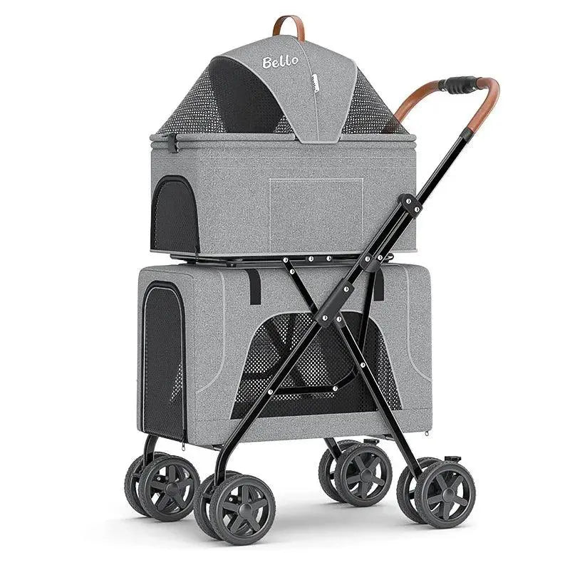 LD03F Lightweight foldable double-layer pet cart with detachable cage - Trusted Pet Products