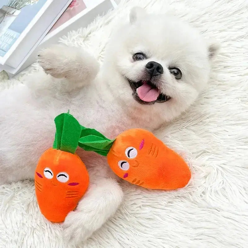 Orange Cute Carrot Vegetables Shape Plush Chew Squeaker Sound Dog Toys Trusted Pet Products