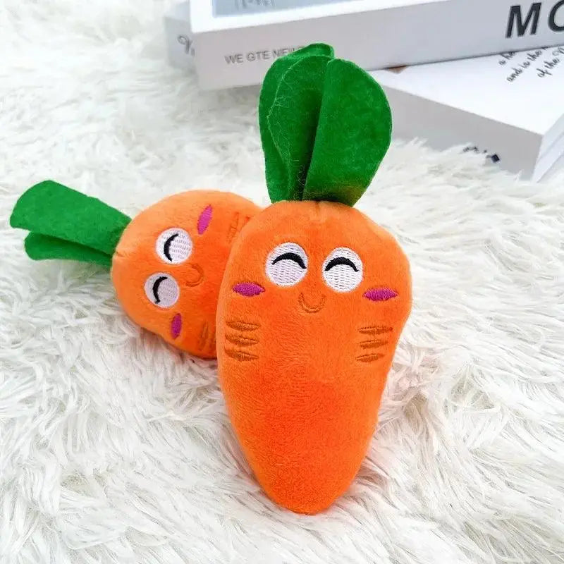 Orange Cute Carrot Vegetables Shape Plush Chew Squeaker Sound Dog Toys - Trusted Pet Products