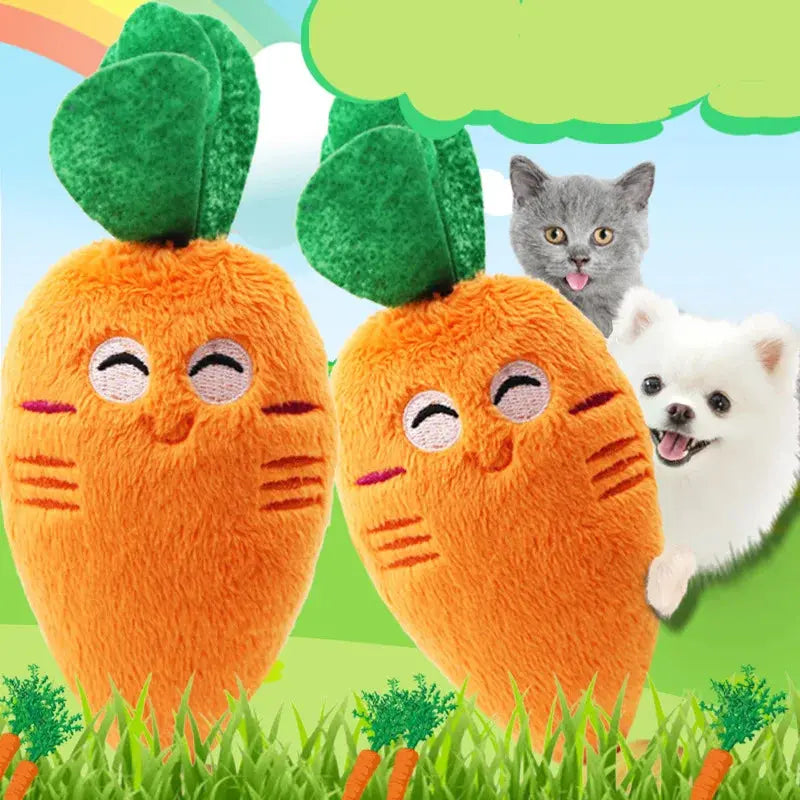 Orange Cute Carrot Vegetables Shape Plush Chew Squeaker Sound Dog Toys Trusted Pet Products