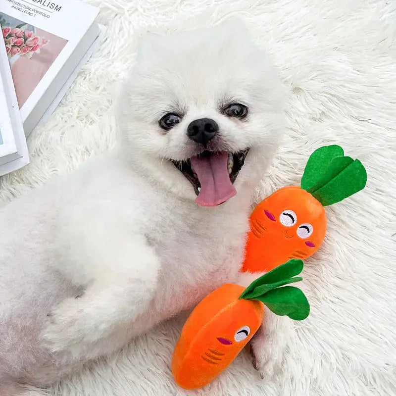 Orange Cute Carrot Vegetables Shape Plush Chew Squeaker Sound Dog Toys Trusted Pet Products