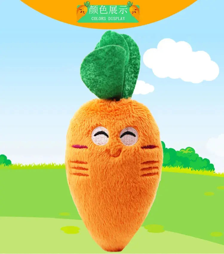 Orange Cute Carrot Vegetables Shape Plush Chew Squeaker Sound Dog Toys Trusted Pet Products