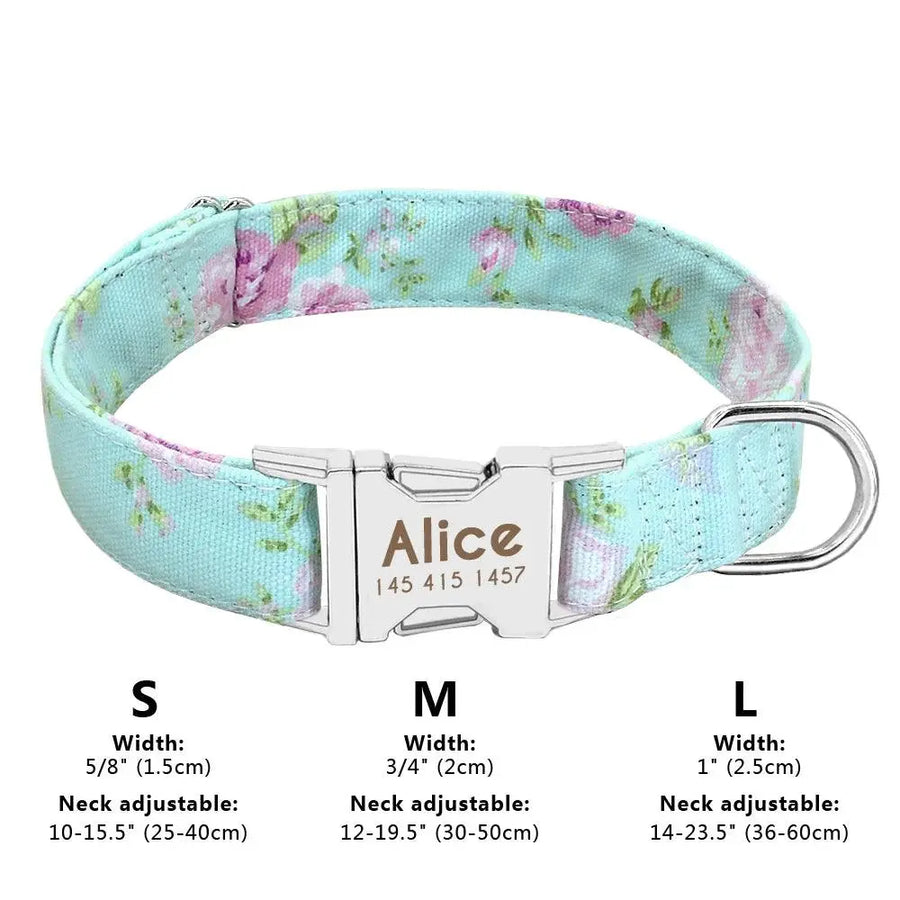 Personalized Engraved Name Large Dog Collar with Cute Print - Trusted Pet Products