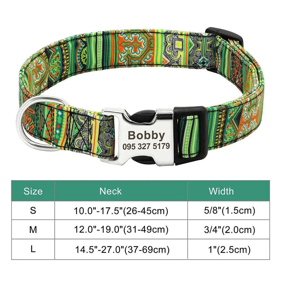 Personalized Engraved Name Large Dog Collar with Cute Print - Trusted Pet Products