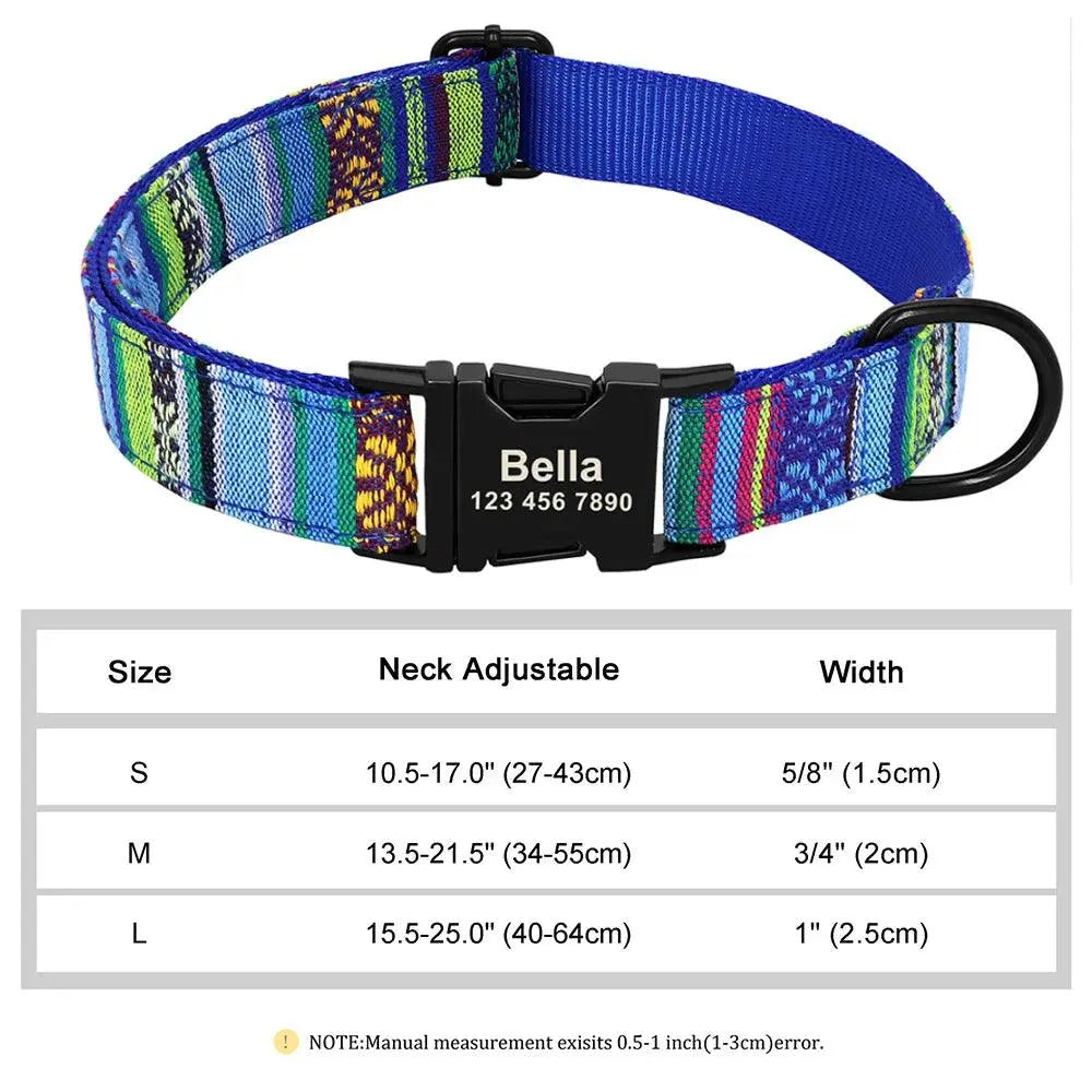 Personalized Engraved Name Large Dog Collar with Cute Print - Trusted Pet Products