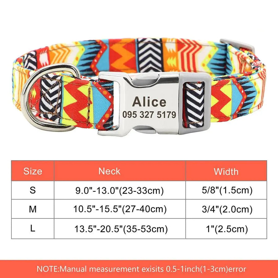 Personalized Engraved Name Large Dog Collar with Cute Print - Trusted Pet Products