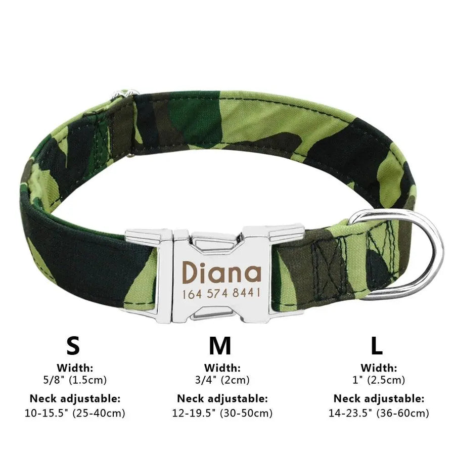 Personalized Engraved Name Large Dog Collar with Cute Print - Trusted Pet Products