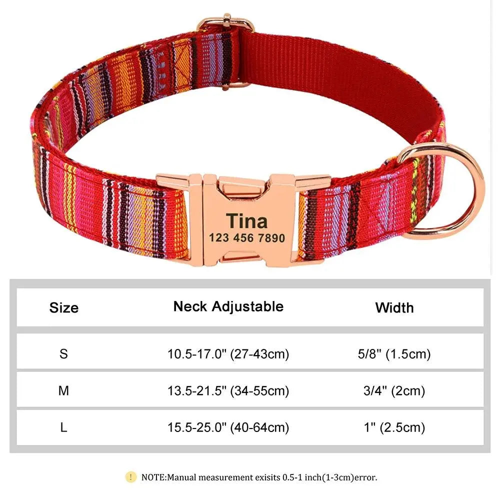 Personalized Engraved Name Large Dog Collar with Cute Print - Trusted Pet Products