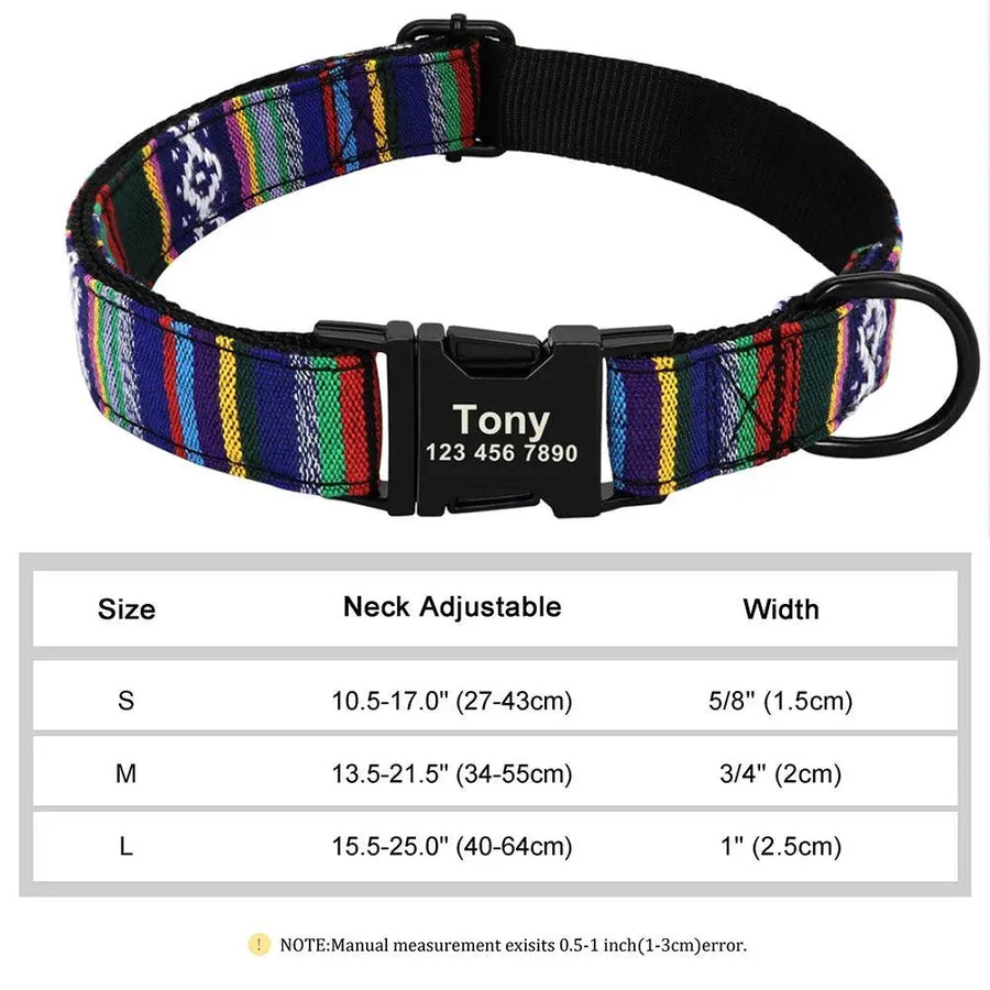 Personalized Engraved Name Large Dog Collar with Cute Print - Trusted Pet Products