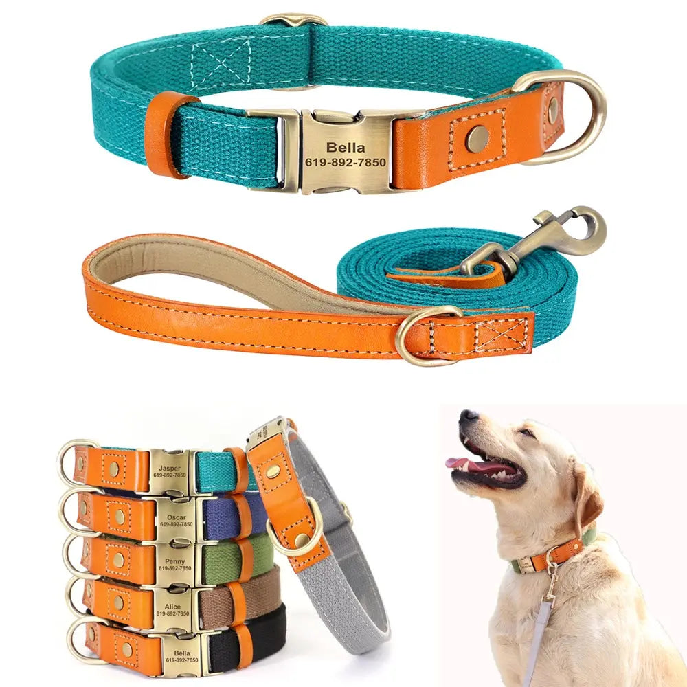 Personalized Nylon Collar and Leash Set Trusted Pet Products