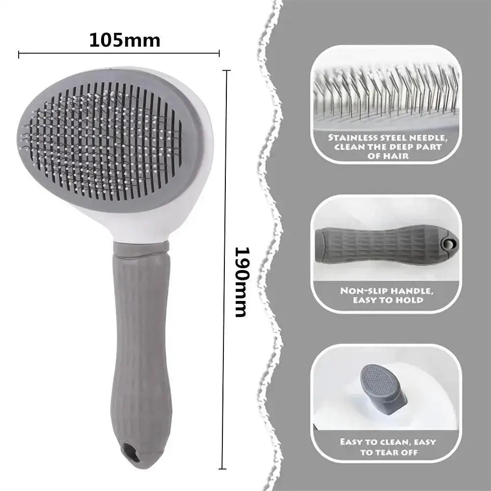 Pet Comb Automatic Hair Removal Comb Stainless Steel Needle Comb Cat Comb Cleaning Household Goods One Click Hair Removal - Trusted Pet Products