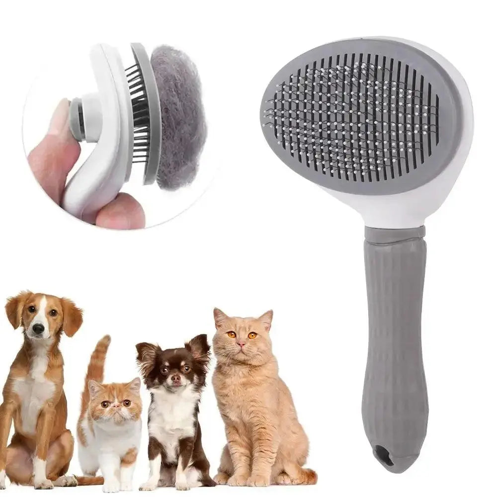 Pet Comb Automatic Hair Removal Comb Stainless Steel Needle Comb Cat Comb Cleaning Household Goods One Click Hair Removal - Trusted Pet Products