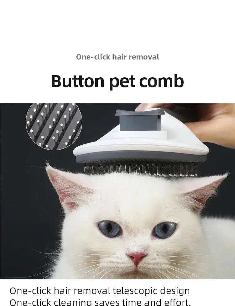 Pet Comb Automatic Hair Removal Comb Stainless Steel Needle Comb Cat Comb Cleaning Household Goods One Click Hair Removal - Trusted Pet Products