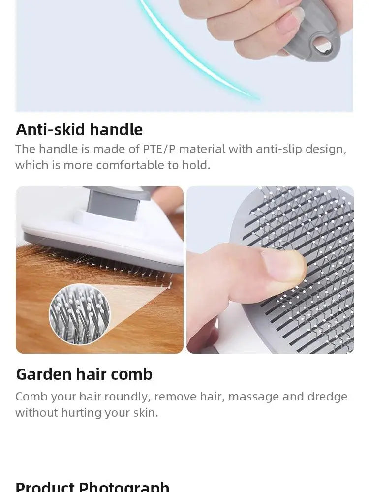 Pet Comb Automatic Hair Removal Comb Stainless Steel Needle Comb Cat Comb Cleaning Household Goods One Click Hair Removal - Trusted Pet Products