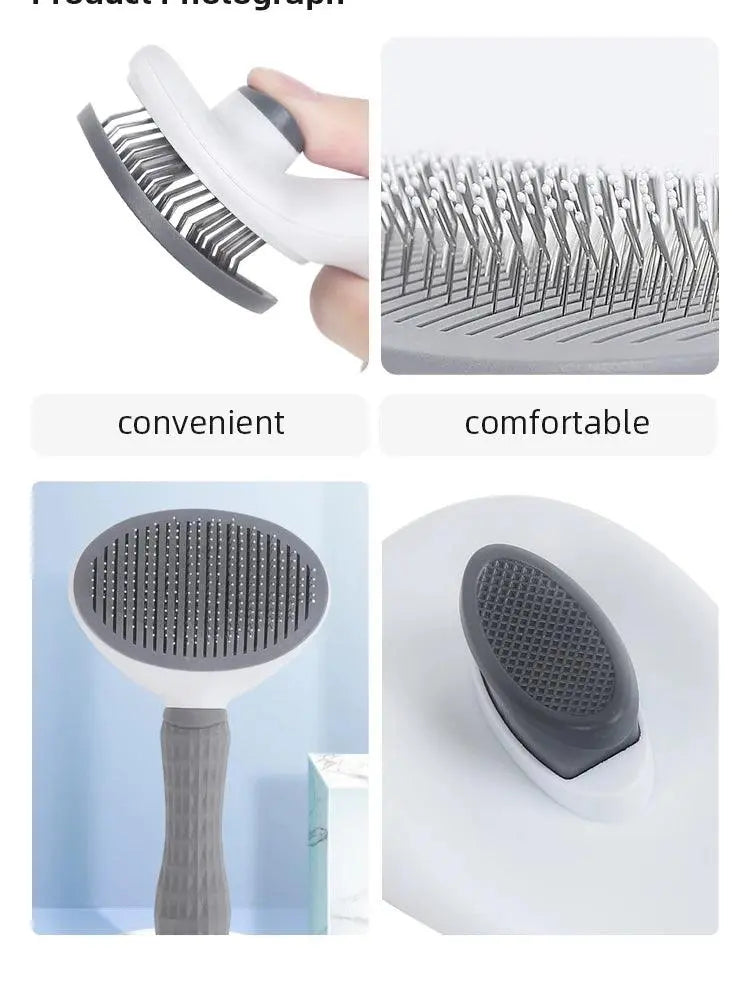 Pet Comb Automatic Hair Removal Comb Stainless Steel Needle Comb Cat Comb Cleaning Household Goods One Click Hair Removal - Trusted Pet Products